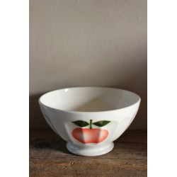 Grand bol sur pied côtelé pommes vintage