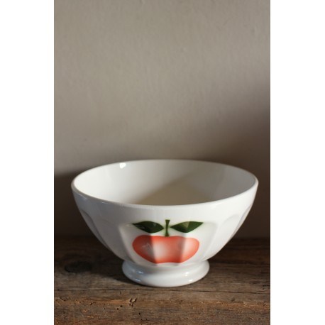 Grand bol sur pied côtelé pommes vintage