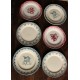 6 assiettes plates dépareillé Marsac rouge Digoin Terre de Fer bleu