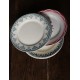 6 assiettes plates dépareillé Marsac rouge Digoin Terre de Fer bleu