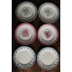 6 assiettes plates dépareillé Marsac rouge Digoin Terre de Fer bleu