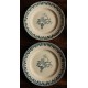 6 assiettes plates dépareillé Marsac rouge Digoin Terre de Fer bleu