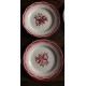6 assiettes plates dépareillé Marsac rouge Digoin Terre de Fer bleu