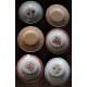 6 assiettes creuses dépareillé Digoin Sarreguemines rouge bleu rose