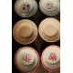 6 assiettes creuses dépareillé Digoin Sarreguemines rouge bleu rose