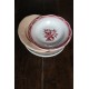 6 assiettes creuses dépareillé Digoin Sarreguemines rouge bleu rose