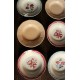 6 assiettes creuses dépareillé Digoin Sarreguemines rouge bleu rose