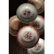 6 assiettes creuses dépareillé Digoin Sarreguemines rouge bleu rose