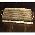 Plateau rectangle osier clair deux anses vintage