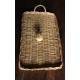 Plateau rectangle osier clair deux anses vintage