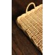 Plateau rectangle osier clair deux anses vintage