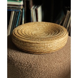Boîte avec couvercle ronde vannerie vintage