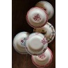 6 assiettes creuses dépareillé Marsac Marinette Digoin Bleu rouge Badonviller