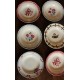 6 assiettes creuses dépareillé Marsac Marinette Digoin Bleu rouge Badonviller