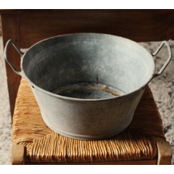 Petite bassine zinc ronde deux anses