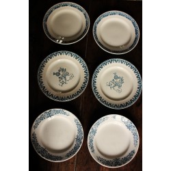 6 assiettes plates dépareillé terre de fer Alésia Marcel Longchamp