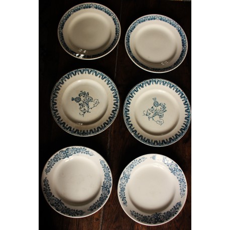 6 assiettes plates dépareillé terre de fer Alésia Marcel Longchamp
