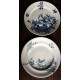 6 assiettes plates terre de fer bleu oiseaux dépareillé