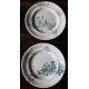 6 assiettes plates terre de fer bleu oiseaux dépareillé