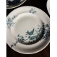 6 assiettes plates terre de fer bleu oiseaux dépareillé