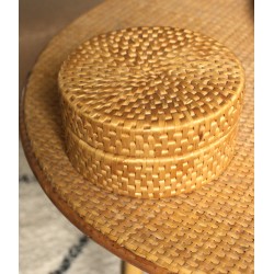 Boîte ronde vannerie vintage