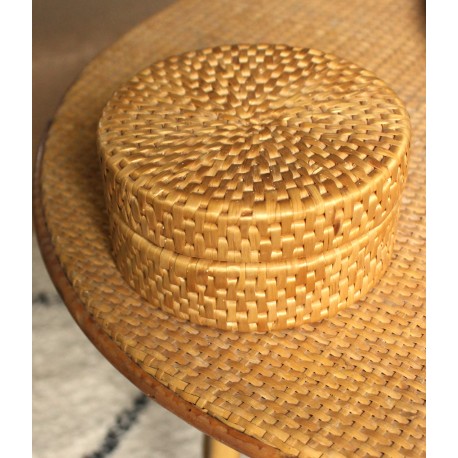 Boîte ronde vannerie vintage