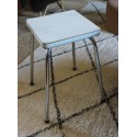 Tabouret formica blanc gris vintage