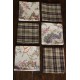 6 serviettes de table carreaux marron Fleurs à l'ancienne
