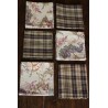 6 serviettes de table carreaux marron Fleurs à l'ancienne