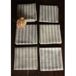 6 serviettes de table Toile à Matelas ancienne rayures