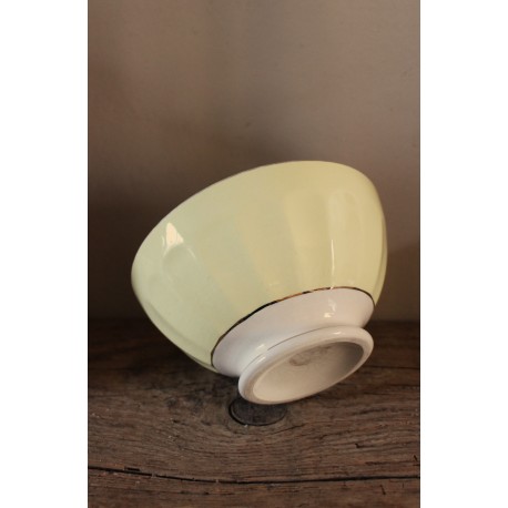 Bol sur pied jaune doré faïence côtelé Moulin des Loups