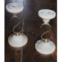Paire bougeoirs courbe laiton onyx