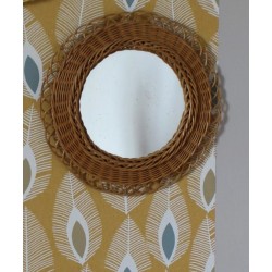 Miroir ancien rond rotin