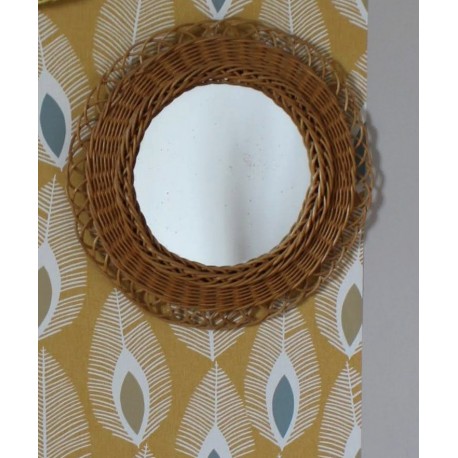 Miroir ancien rond rotin