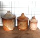 Un lot 3 Pots Couvercle Grès vintage Cuisine