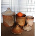 Un lot 3 Pots Couvercle Grès vintage Cuisine