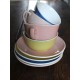 Un lot 4 tasses thé café soucoupes bleu jaune rose Digoin Villeroy