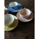 Un lot 4 tasses thé café soucoupes bleu jaune rose Digoin Villeroy