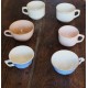 Un lot de 6 tasses Rose bleu écru Digoin Céranord Villeroy Art Deco