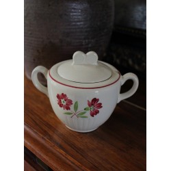 Sucrier Jacques Lunéville fleurs rouges