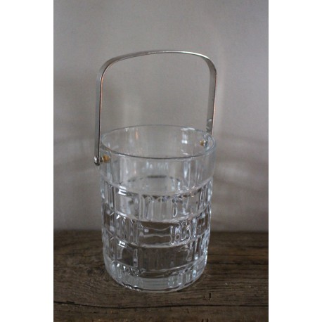 Seau à glace en verre vintage anse métal