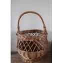 Panier en osier rond anse rigide vintage