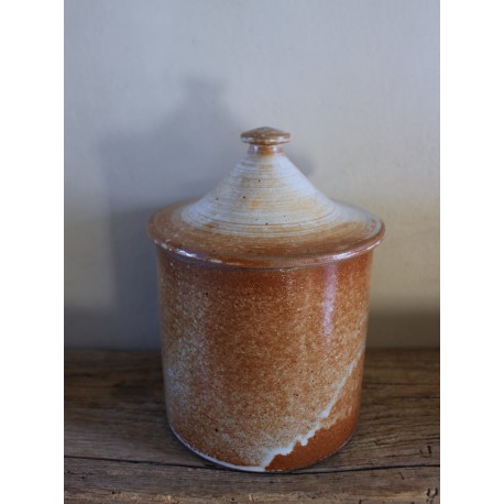Pot couvercle Grès marbré vintage grand format
