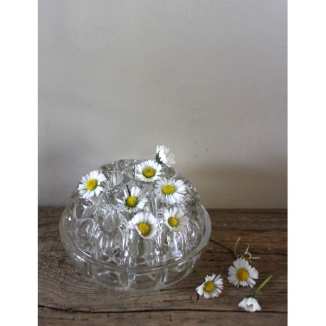 Grand pique fleurs rond verre 19 trous vase
