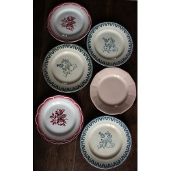 6 assiettes plates dépareillé Terre de Fer Digoin Sarreguemines