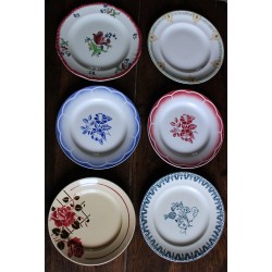6 assiettes plates dépareillé Marsac Digoin Longwy Salins Gien