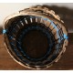Panier en bois anse ronde vintage tressage bleu noir vintage