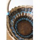 Panier en bois anse ronde vintage tressage bleu noir vintage