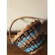 Panier en bois anse ronde vintage tressage bleu noir vintage