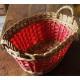 Corbeille panière osier plastique vintage rouge